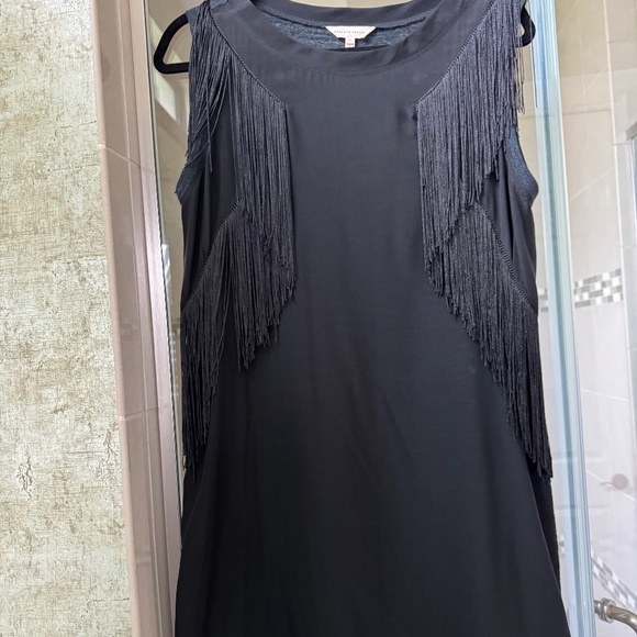 Rebecca Taylor Fringe Dress Black Dress Sheath-size medium - Picture 1 of 5